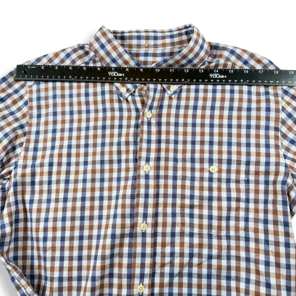 Onward Reserve Reserve Label‎ Blue Brown Gingham Cotton Button Down Shirt Mens L
